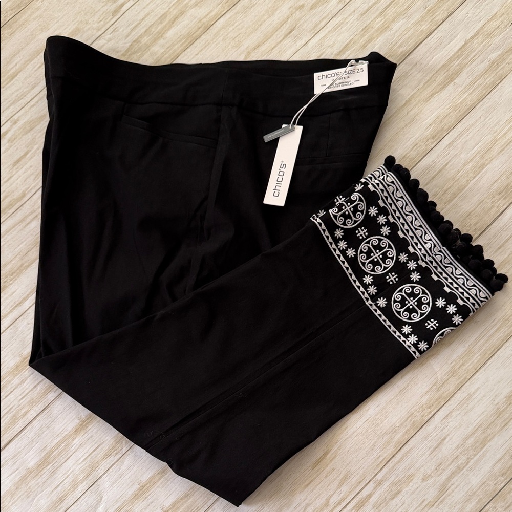 Chico's Black Decorative Slim Leg Pants